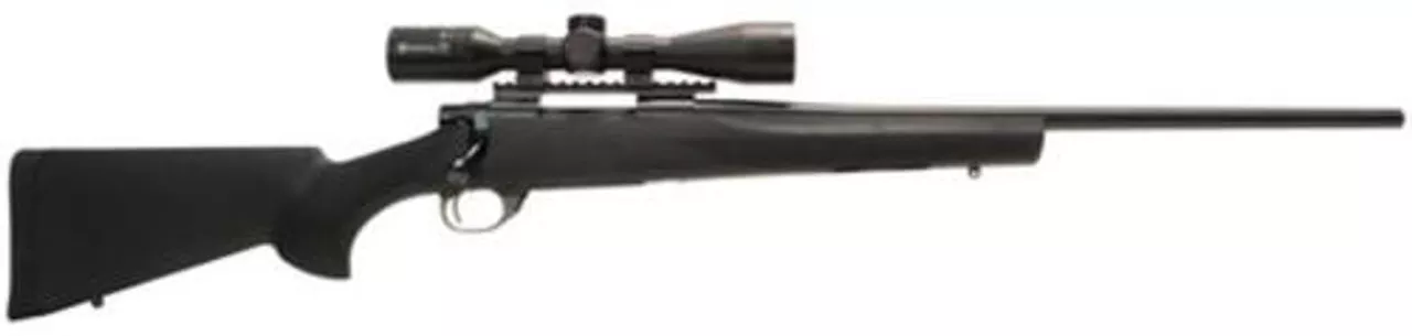 Legacy Howa/Hogue Package .25-06 Remington 22″ Barrel Blue Finish Hogue Overmolded Stock Black Nikko Stirling Panamax 3-9x40mm Riflescope With Rings/Base 5rd