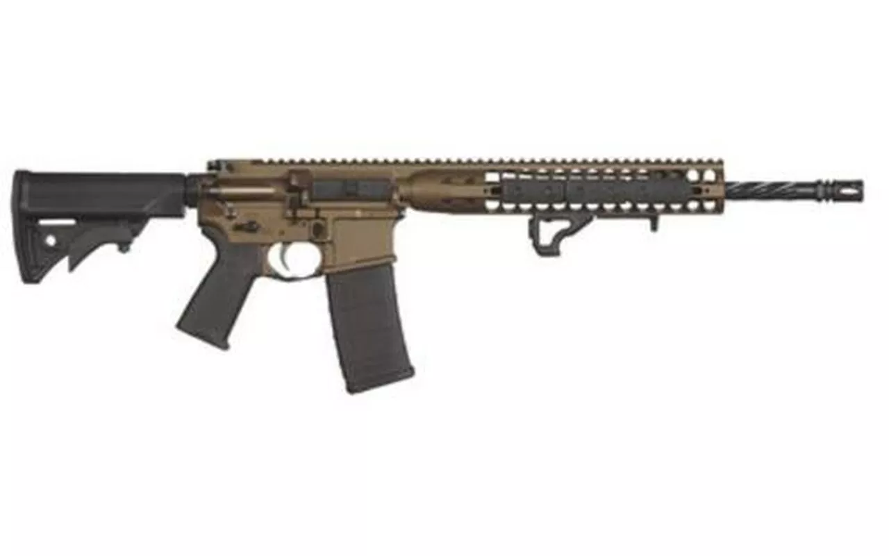 LWRC DI AR-15 5.56/223, 16″ Hammer Forged Spiral Fluted Barrel, Burnt Bronze Finish 30 Rd Mag