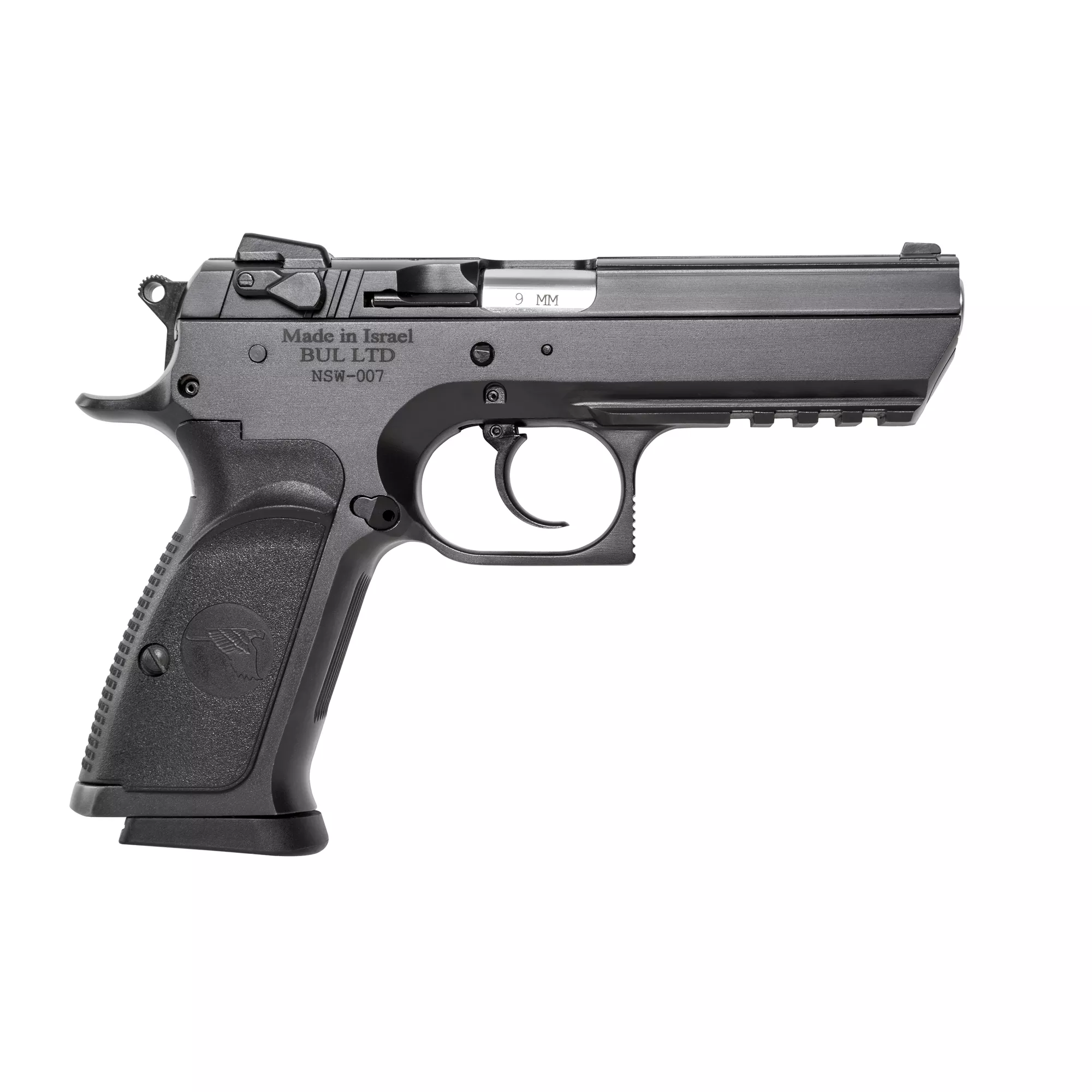 Magnum Research BE99153R Baby Eagle III 9mm Luger Caliber with 4.43” Barrel, 15+1 Capacity, Overall Matte Black Oxide Finish Carbon Steel, Picatinny Rail/Beavertail Frame & Polymer Grip