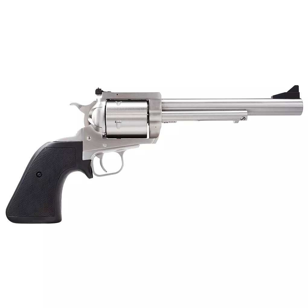 Magnum Research BFR454C6 BFR Short Cylinder SAO 454 Casull Caliber with 6.50” Barrel, 5rd Capacity Cylinder, Overall Brushed Stainless Steel Finish & Black Rubber Grip