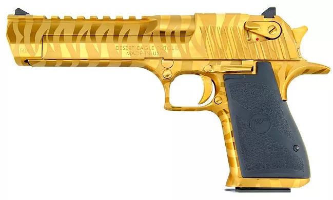 Magnum Research Desert Eagle Mark XIX MK19 Pistol 44 Mag, 6″, Titanium Gold Finish, Tiger Stripes