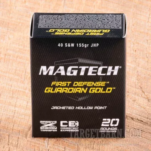 Magtech Guardian Gold 40 S&W Ammunition – 20 Rounds of 155 Grain JHP