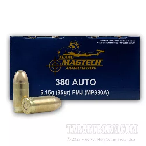 Magtech Shootin Size 380 ACP Ammunition – 1000 Rounds of 95 Grain FMJ