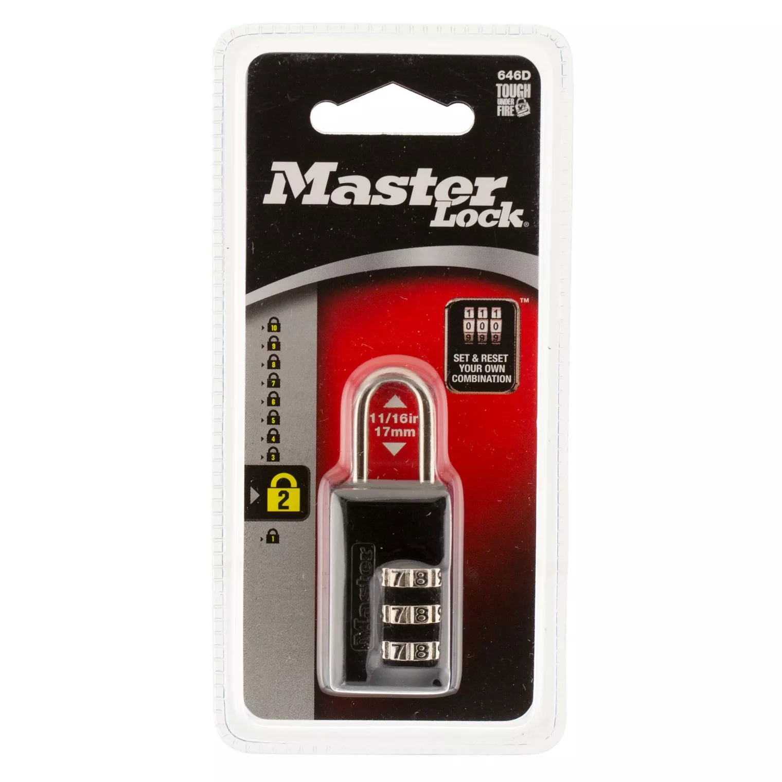 Master Lock 646D Combination Lock Open With Combination Black Steel