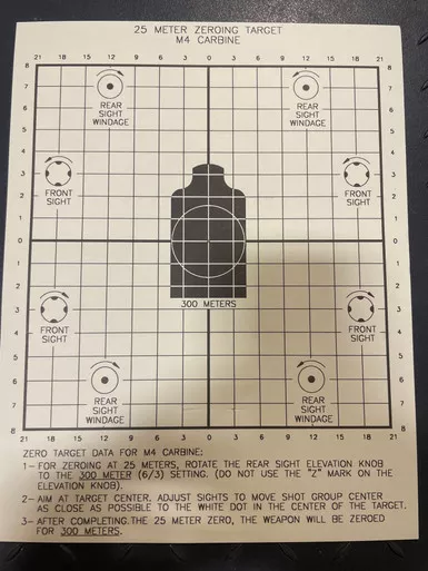 Military Issue SilhouetteM4/M16 25-Meter Two-Sided Zeroing Target