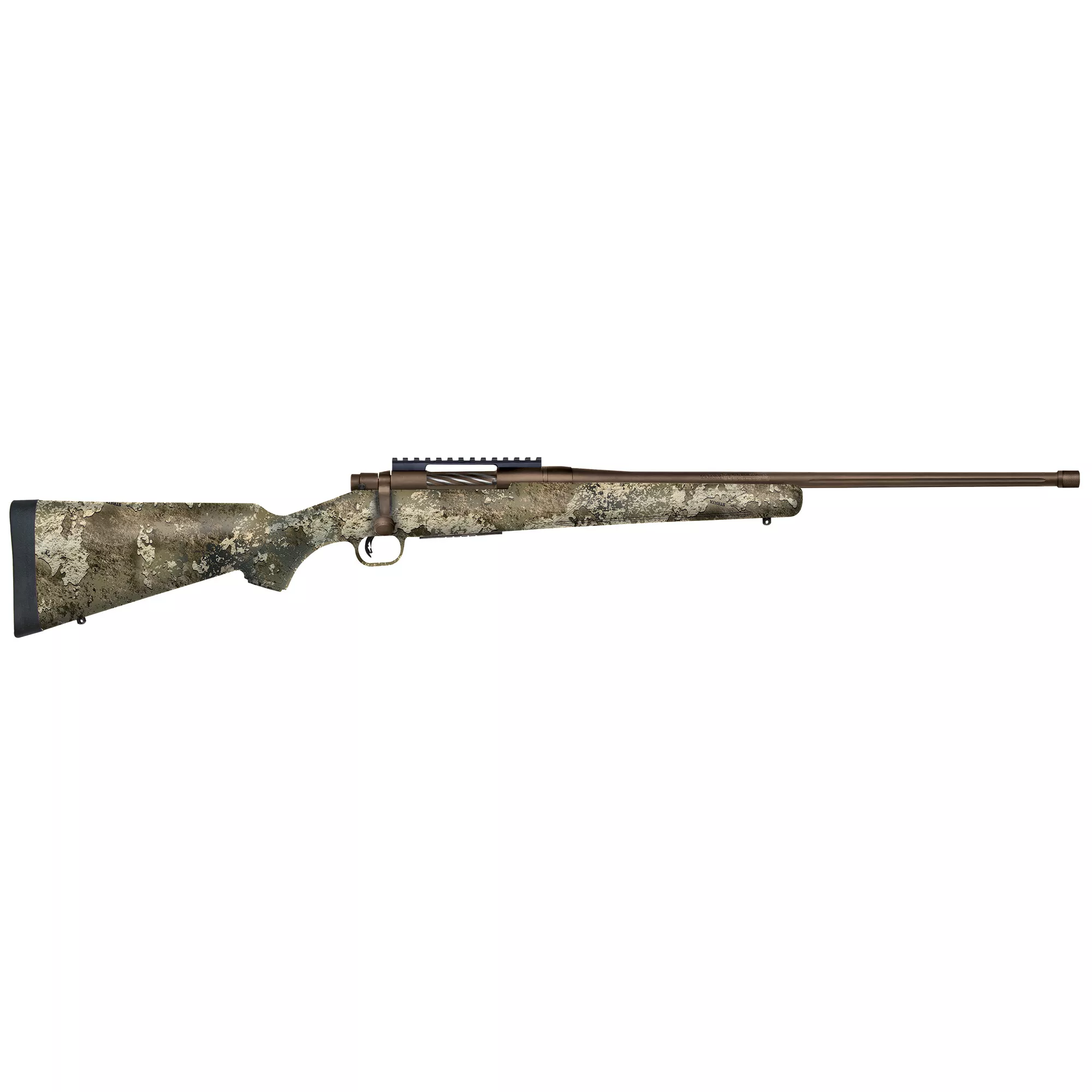 Mossberg 28074 Patriot Predator 22-250 Rem Caliber with 5+1 Capacity, 22” Threaded/Fluted Barrel, Patriot Brown Cerakote Metal Finish & TrueTimber Strata Synthetic Stock Right Hand (Full Size)