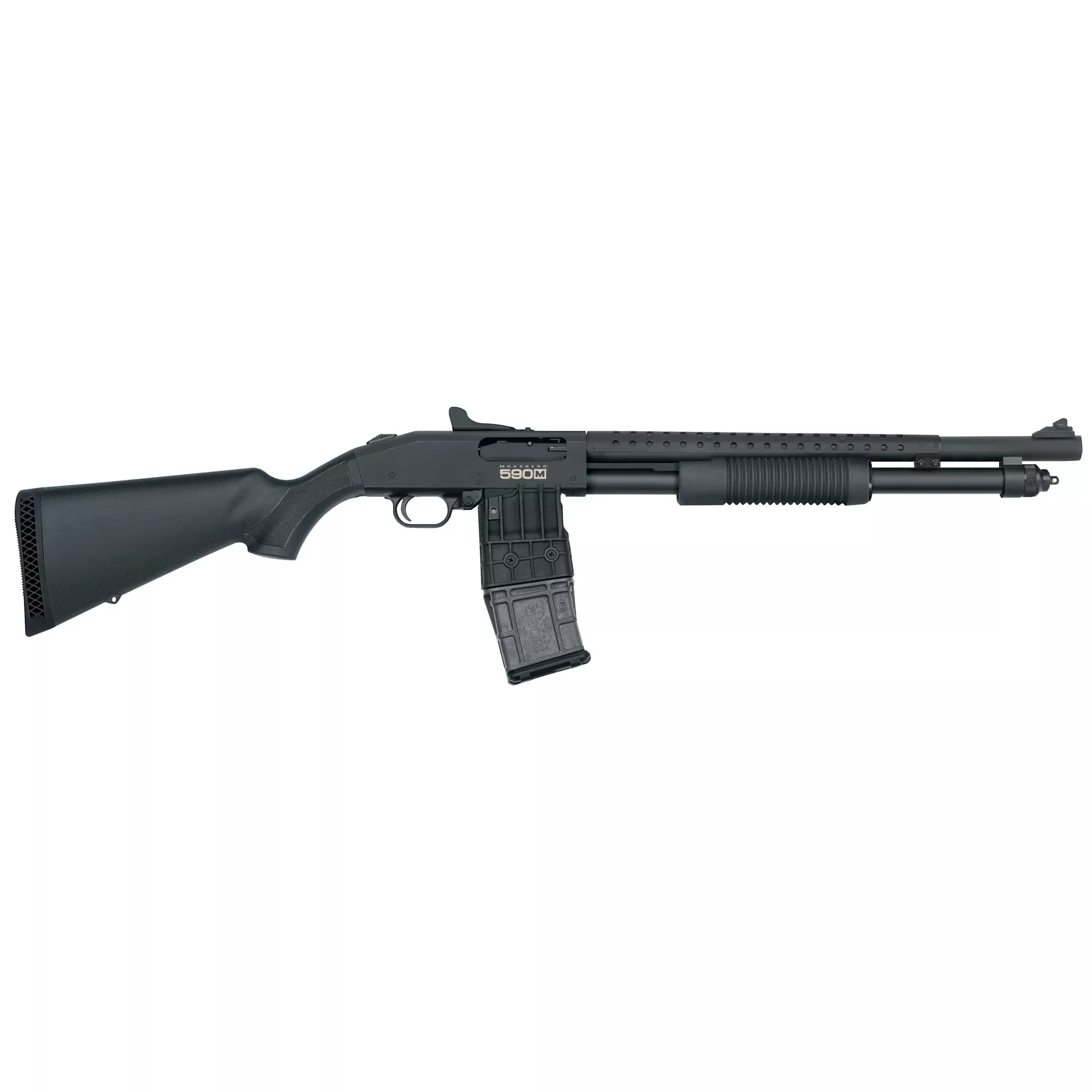 Mossberg 590M Mag-Fed 12 Gauge 2.75” 18.50” 10+1 Matte Blued Black Synthetic Stock Right Hand