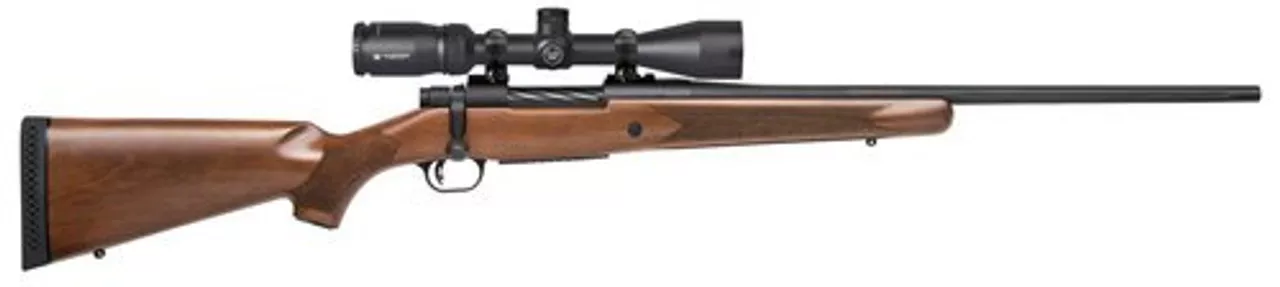 Mossberg Patriot 7mm-08 Rem, 22″ Barrel, 3-9x40mm Vortex Crossfire II, Walnut Stock, Blued, 5rd
