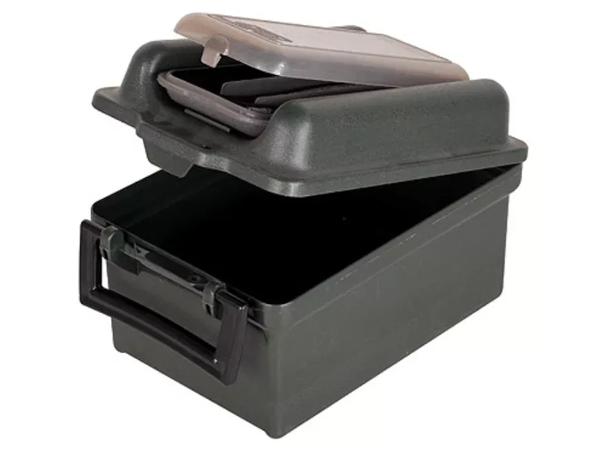 MTM Shotshell and Choke Tube Box with Handle 12 Gauge 2-3/4″, 3″ 100-Round Plastic Forest Green