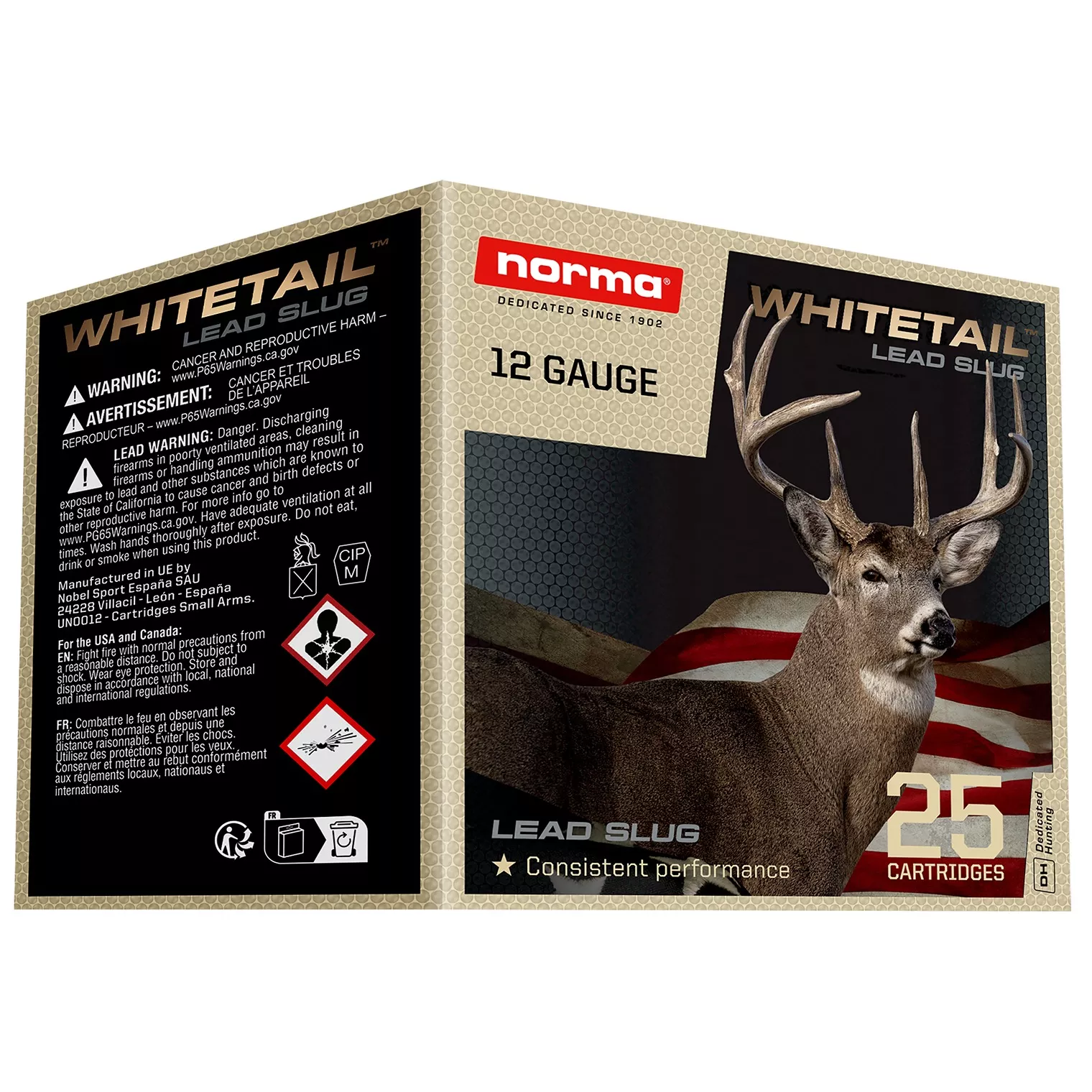 Norma Ammunition 1198043410 Whitetail 12Gauge 2.75” 1oz Slug Shot 25 Per Box/10 Case