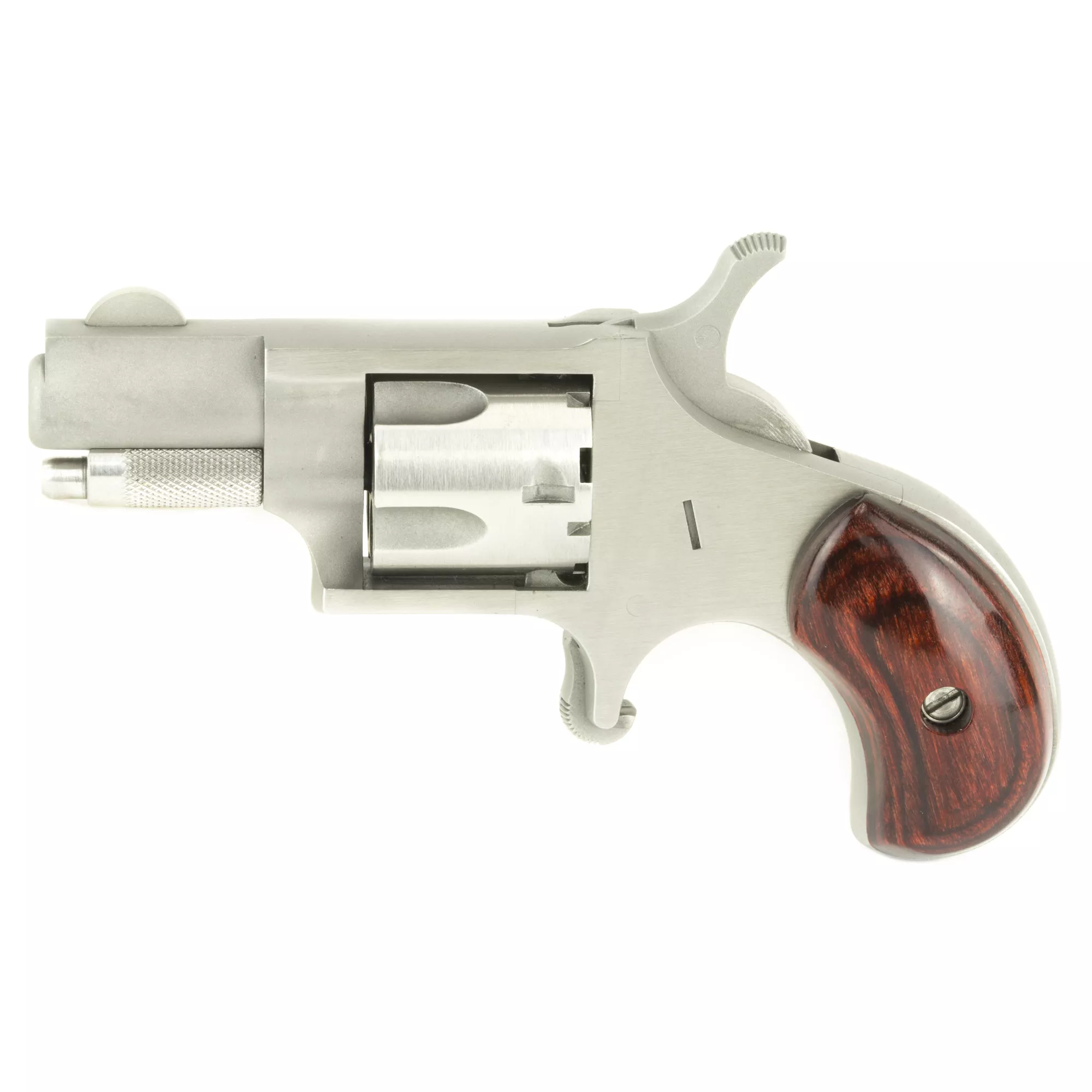North American Arms 22S Mini-Revolver 22 Short 5rd 1.13” Barrel, Overall Stainless Steel Finish, Rosewood Birdshead Grip