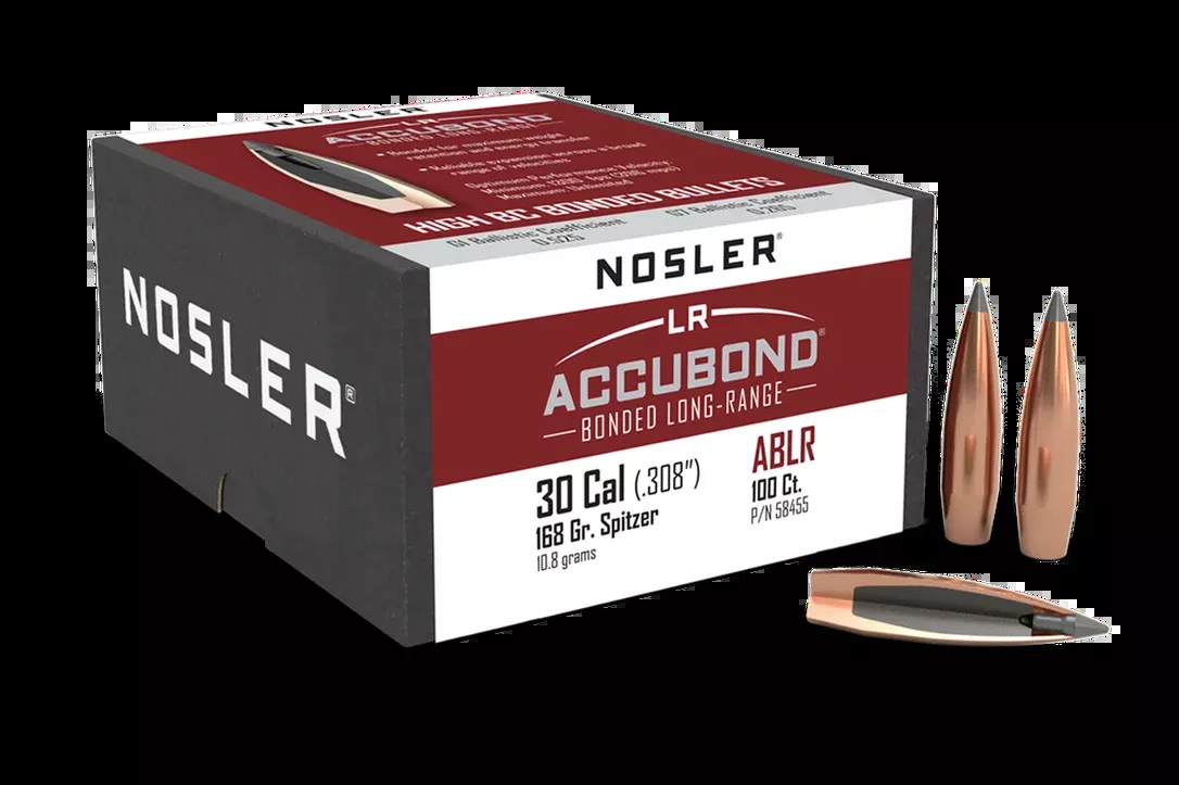 Nosler AccuBond Long Range Bullets 30 Caliber (308 Diameter) 168 Grain Bonded Spitzer Boat Tail (100pk)