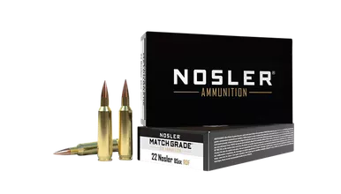 Nosler Match Grade 22 Nosler Ammo 85 Grain Nosler RDF Jacketed Hollow Point Box of 20