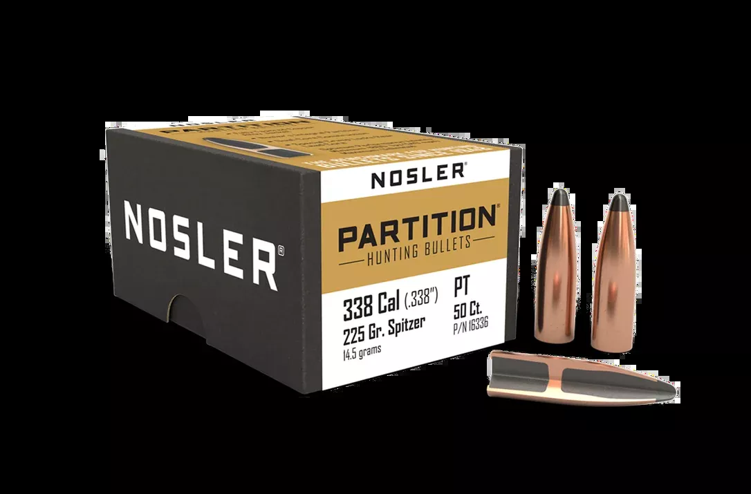 Nosler Partition 338 Cal (.338″ Diameter) 225gr Spitzer (50pk)