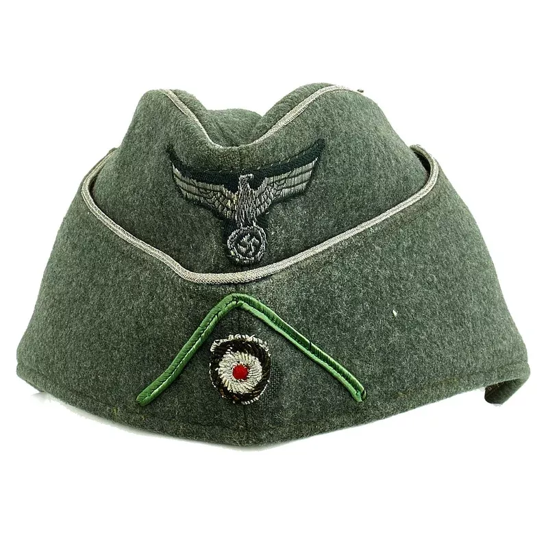 Original German WWII Rare Heer Army Panzergrenadier Officer Wool M38 Overseas Cap in Excellent Condition