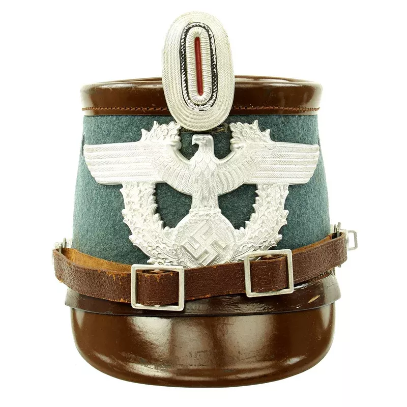 Original German WWII Rural Police Shako with 1937 dated Cockade by Hans Römer in Size 57cm