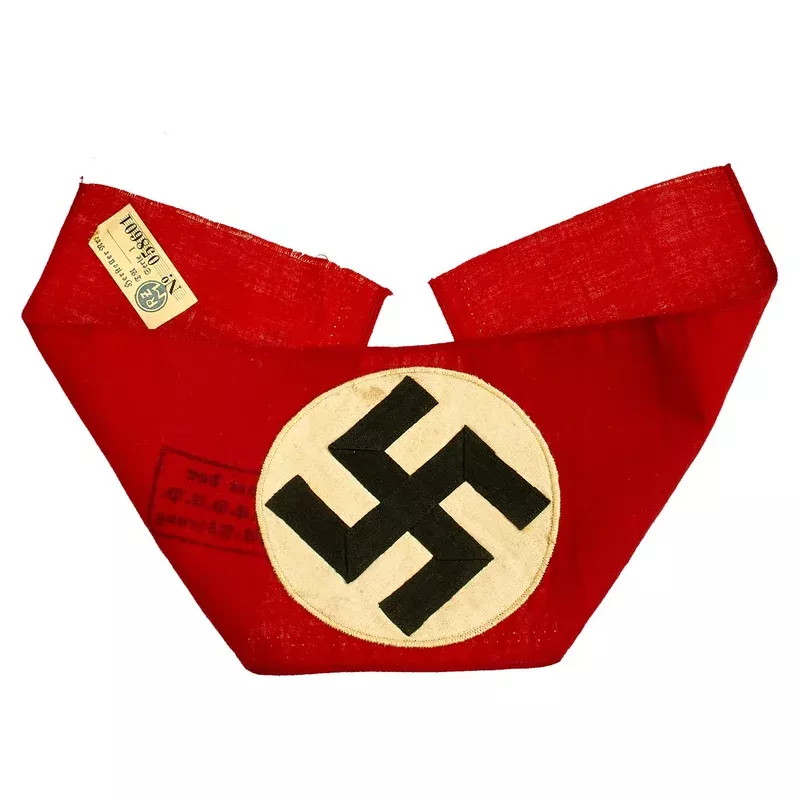 Original German WWII Unit Marked SA Sturmabteilung Armband with Stamp & Paper RZM Tag