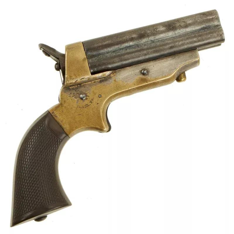 Original U.S. 19th Century Sharps Model 2A .30 Rimfire 4 Barrel Brass Frame Pepperbox Pistol – Serial 22461