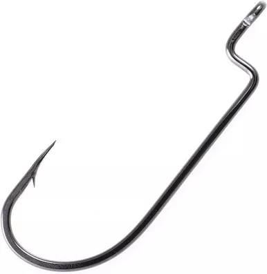 Owner American Black Chrome Offset Shank Wide Gap Worm Hook #1/0