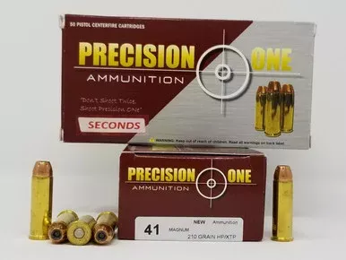 Precision One 41 Magnum Ammunition *Seconds* 210 Grain XTP Jacketed Hollow Point 50 Rounds