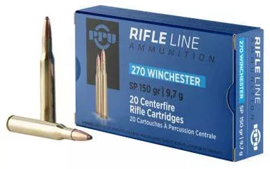 Prvi PPU Standard Rifle 270 Win Ammunition PP2702 150 Grain Soft Point 20 Rounds