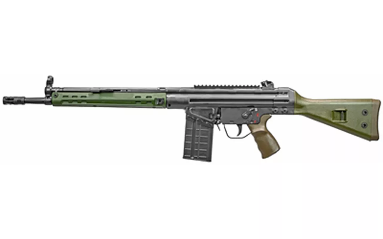 PTR Industries PTR-91 GIRK, 308 Win, 16″ Barrel, Black, Green Furniture, 20Rd, Welded Scope Mount, Metal Lower, Removable 5/X24 Flash Hider, 1-20Rd Magazine
