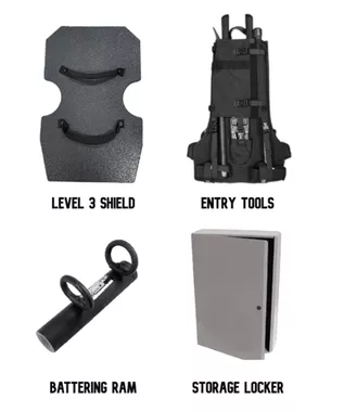 Rapid Assault Tools Active Threat Response Kit Breaching Tools & Ballistic Shield