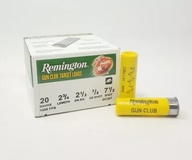 Remington 20 Gauge Ammunition Gun Club GC207 2-3/4″ 7/8oz #7.5 1200fps 250 rounds