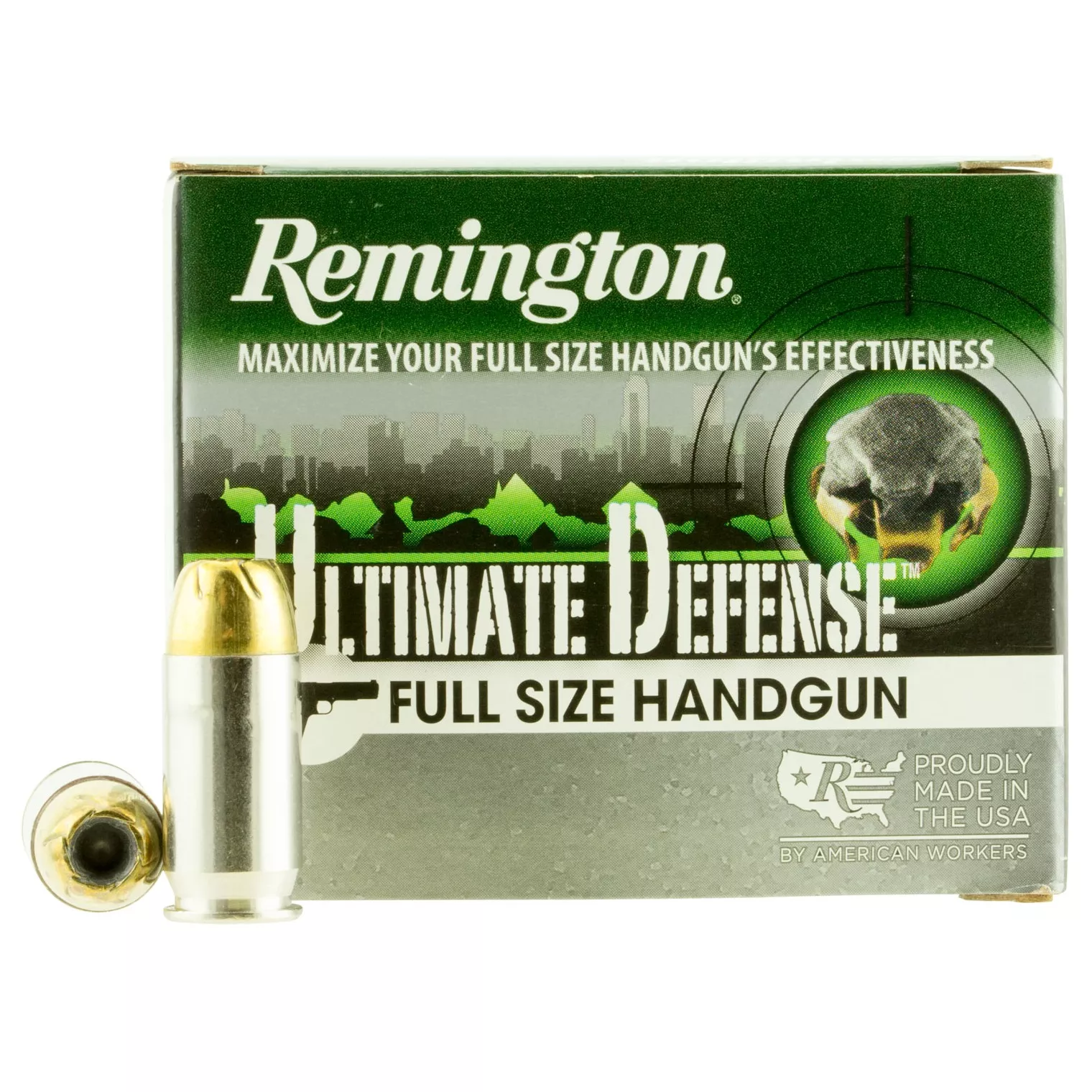 Remington Ammunition 28971 Ultimate Defense Full Size Handgun 45ACP 185gr Brass Jacketed Hollow Point 20 Per Box/25 Case