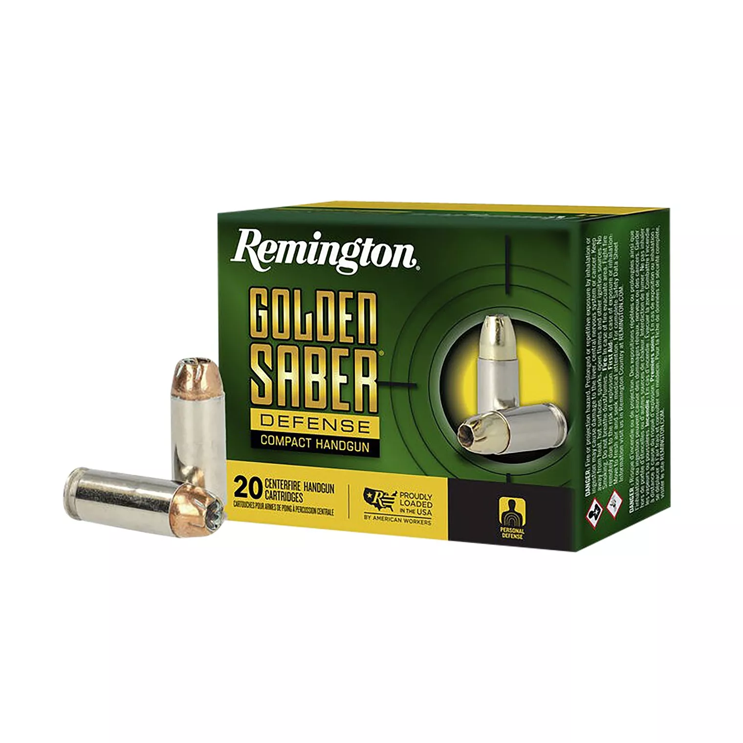 Remington Ammunition R21370 Golden Saber Defense 10mmAuto 180gr Brass Jacketed Hollow Point 20 Per Box/25 Case