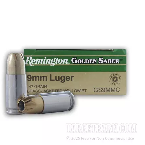 Remington Golden Saber 9mm Luger Ammunition – 500 Rounds of 147 Grain JHP
