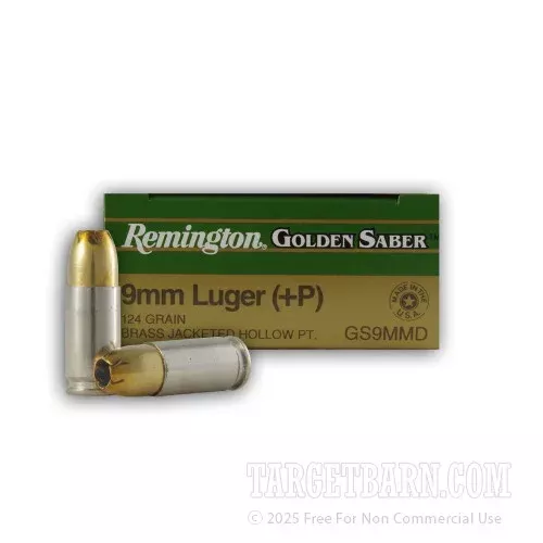Remington Golden Saber 9mm Luger Ammunition – 500 Rounds of +P 124 Grain JHP