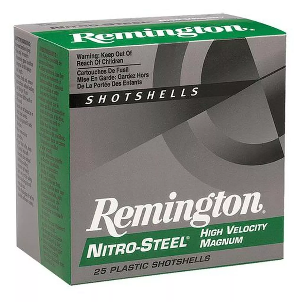 Remington Nitro Steel Shotshells 12 Ga, 2.75″, 1.3oz, 4 Shot, 25rd/Box (10 Boxes in a case)