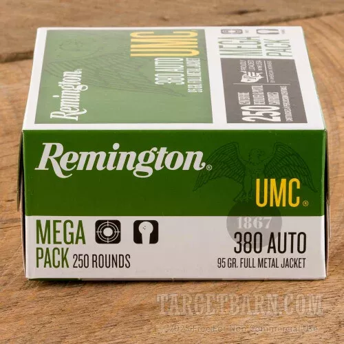 Remington UMC 380 ACP Ammunition – 250 Rounds of 95 Grain FMJ