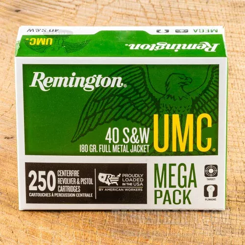 Remington UMC 40 S&W Ammunition – 1000 Rounds of 180 Grain MC