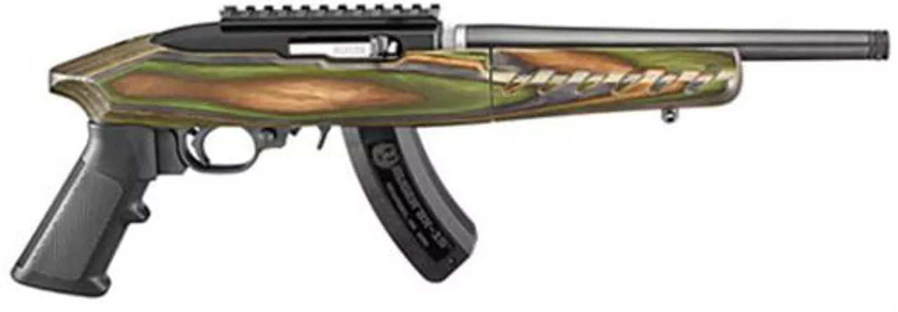 Ruger Charger Takedown Pistol, 22LR, 10″, Green Mtn. Laminate Stock, 15 Rd