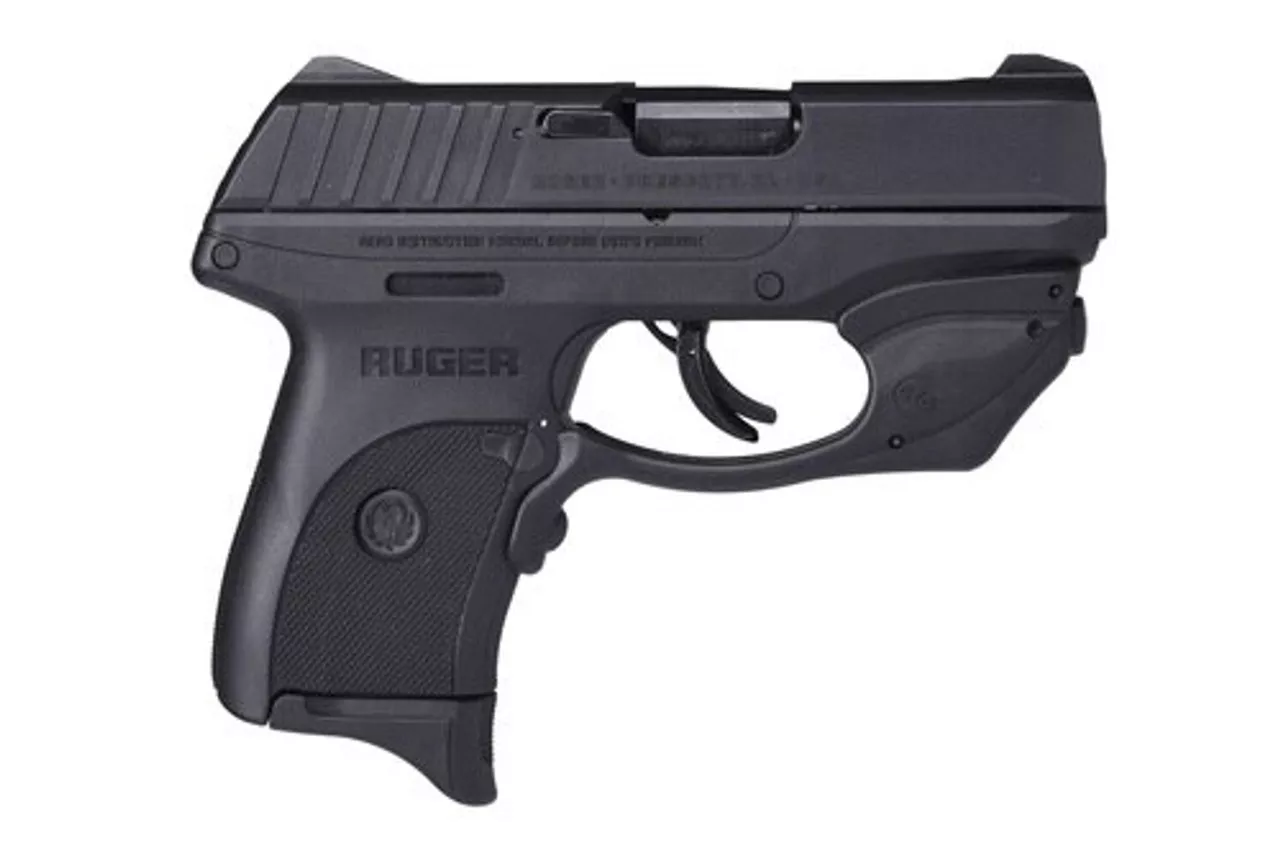 Ruger EC9S Laser Striker Fired, Compact, 9MM, 3.1″ Barrel Thumb Safety, Crimson Trace Red Laser, 7rd Mag