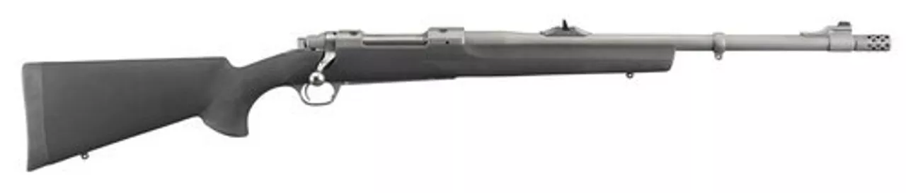 Ruger Hawkeye Alaskan .375 Ruger, 20″ Barrel, Hogue Overmolded Black Stock, Stainless Steel, 3rd