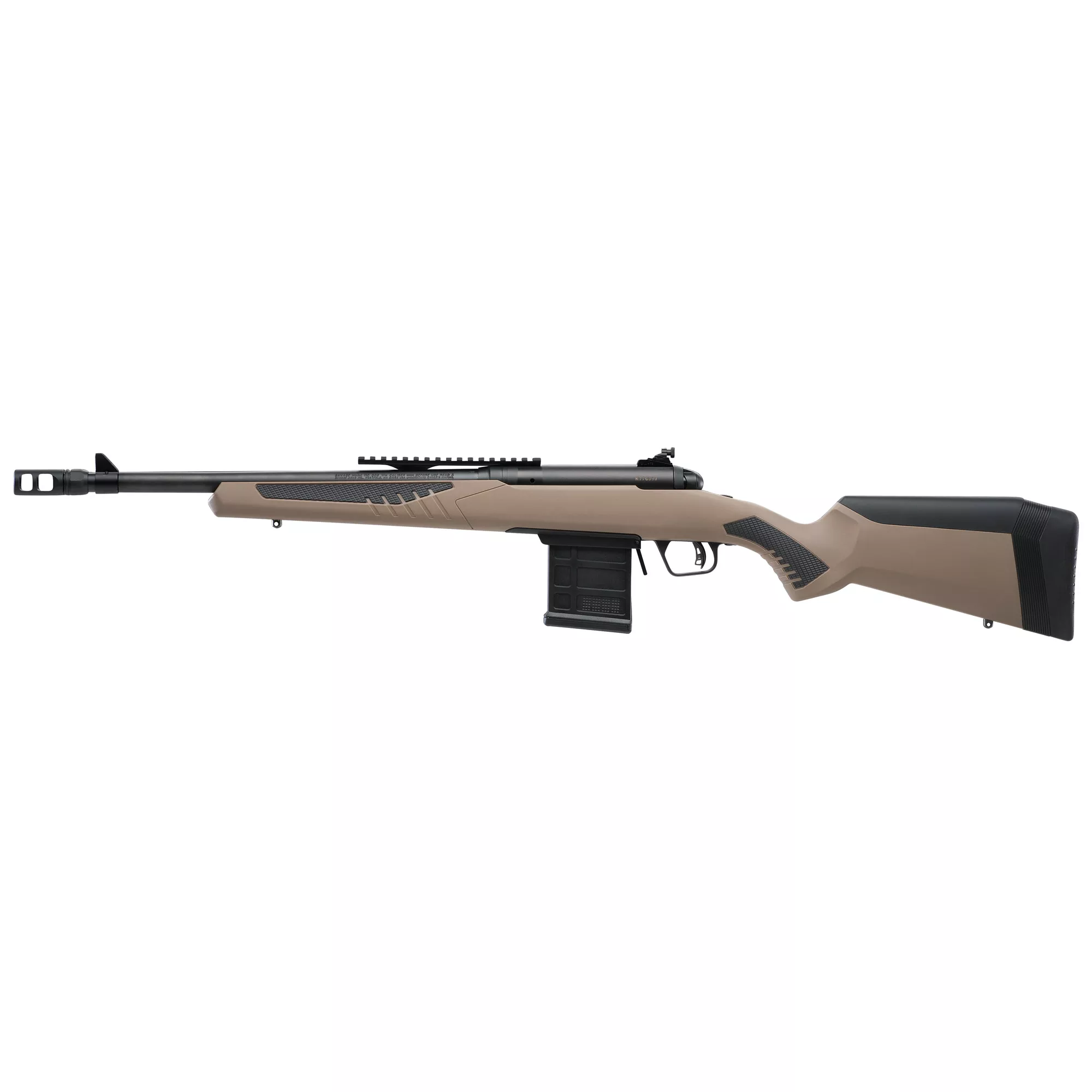 Savage 110 Scout 450 Bushmaster Tactical Carbine FDE 10+1 16.50” Flat Dark Earth Fixed AccuFit Stock Matte Black Right Hand