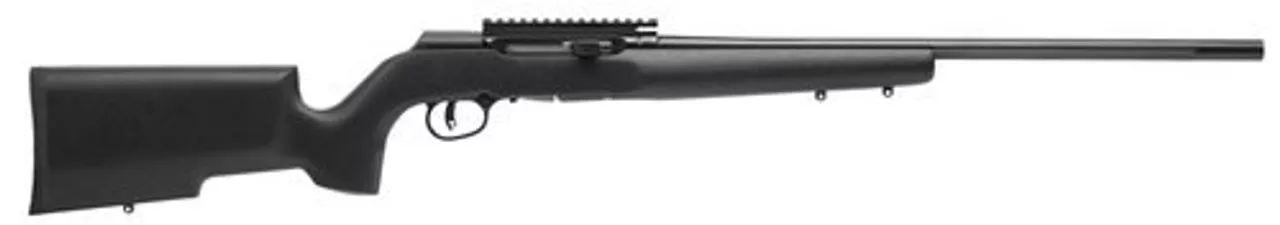 Savage A22 Pro Varmint .22 LR, 22″ Threaded Barrel, Wood Black Stock, 10rd