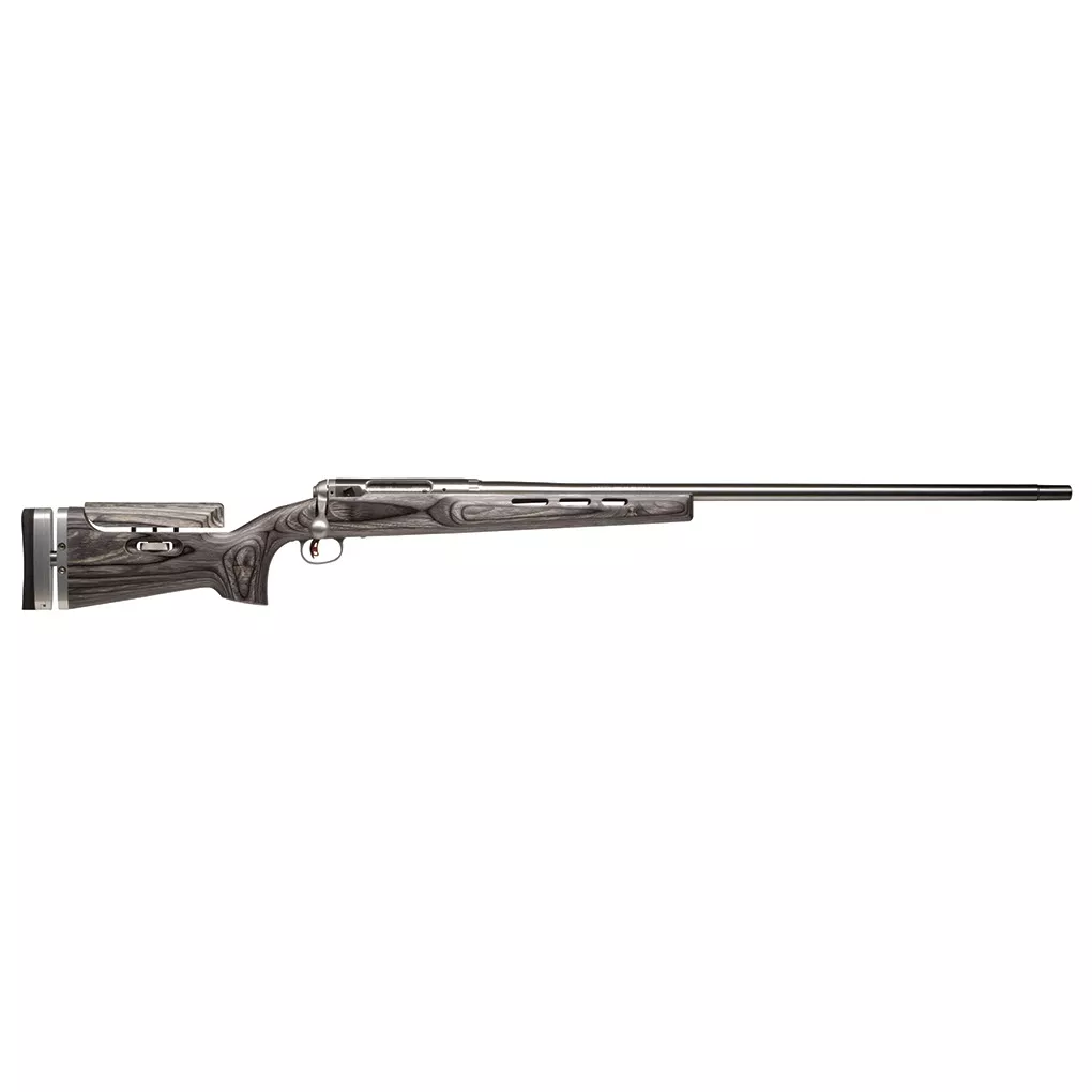 Savage Arms 18532 12 Palma 308 Win Caliber with 1rd Capacity, 30” 1:13” Twist Barrel, Matte Stainless Metal Finish, Gray Adjustable Laminate Stock & Target AccuTrigger Right Hand (Full Size)