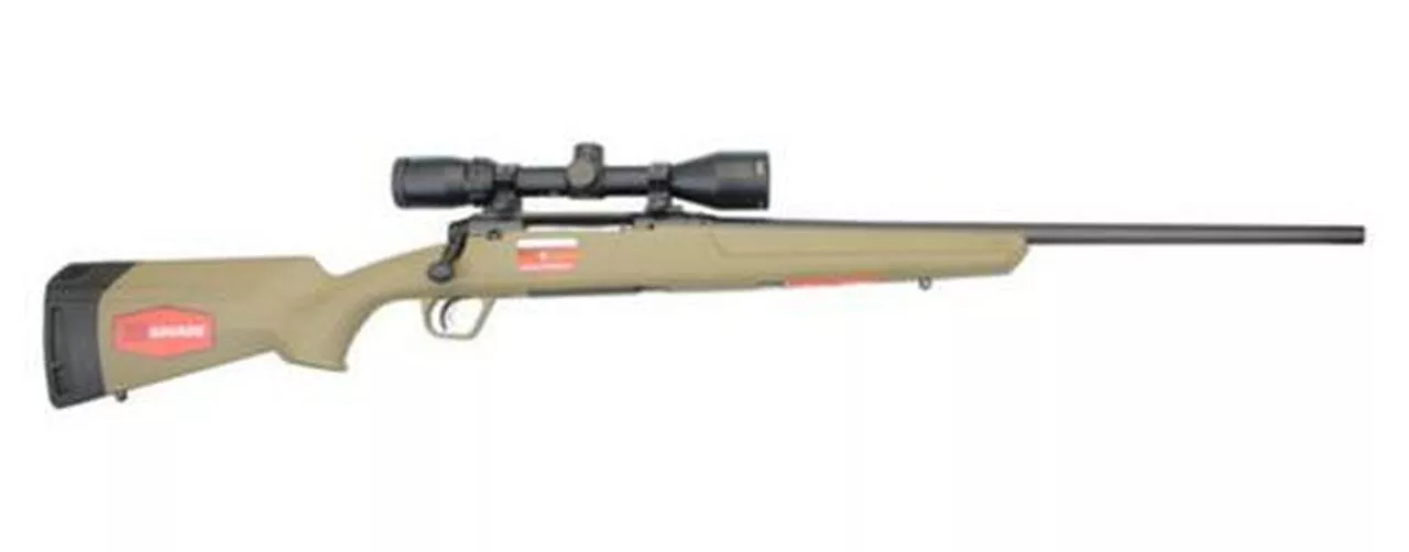 Savage Axis II, Flat Dark Earth W/Scope, 6.5 Creedmoor 22″ Sporter Barrel, Flat Dark Earth Polymer Stock, Banner 3x9x40 Scope, 4 Rd