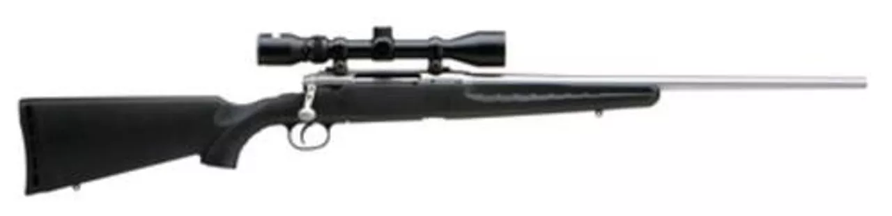 Savage Axis XP .308 Win, 22″ Stainless Barrel, High Luster, Black Synth Stock, Includes 3-9x40mm Scope Mounted, 4rd