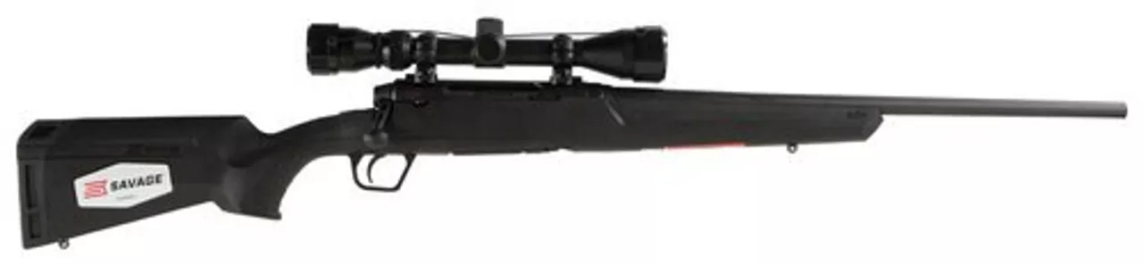 Savage Axis XP Compact, 223 Remington, 20″ Barrel, Black Color, Black Polymer Stock, Weaver 3-9×40 Scope, 4Rd, Detachable Box Magazine