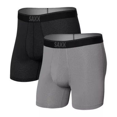 Saxx Quest 2-Pack Quick Dry Mesh Boxer Brief Black / Dark Charcoal