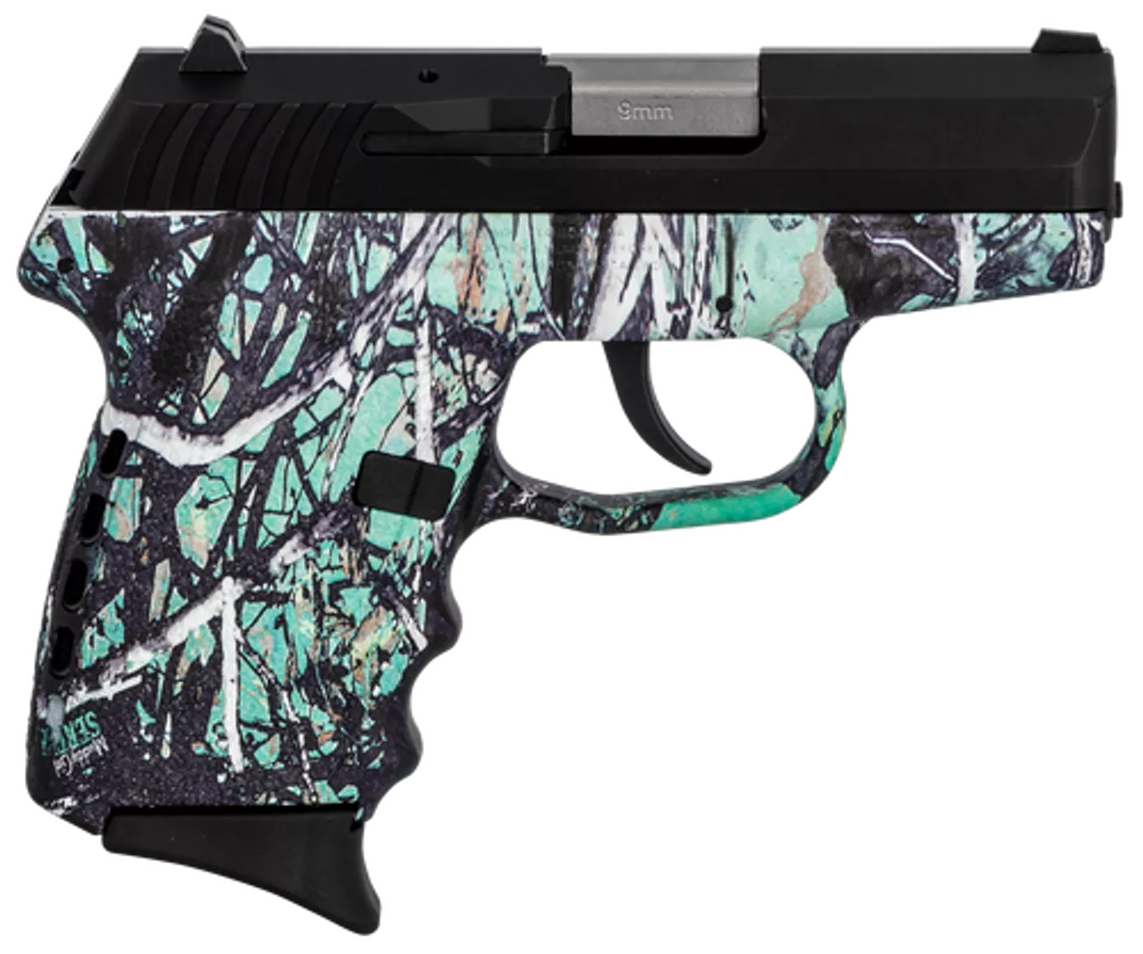 SCCY CPX-2 Carbon 9mm, 3.1″ Barrel, Muddy Girl Serenity Grip, Black Stainless Steel Slide, 10rd