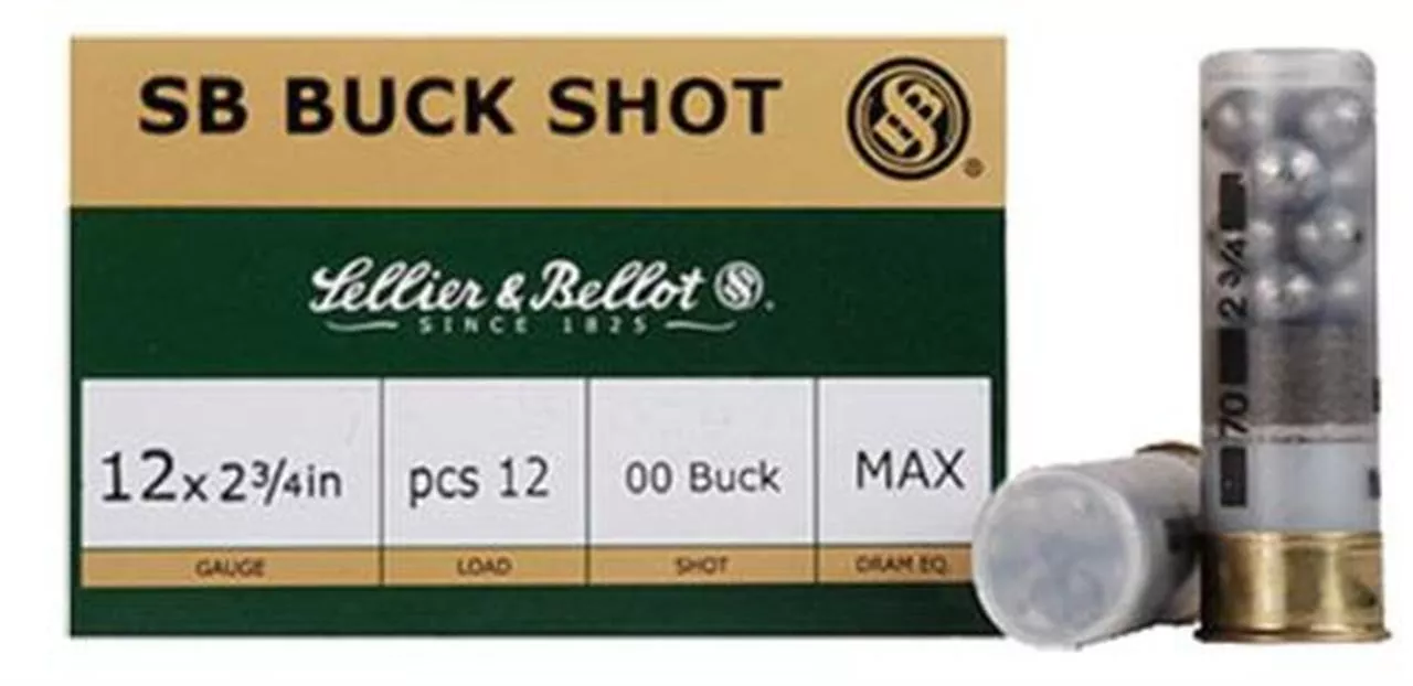 Sellier and Bellot SB Buckshot 12Ga 2 3/4 1 1/8 oz #00 9 Pellet 25Rd/Box