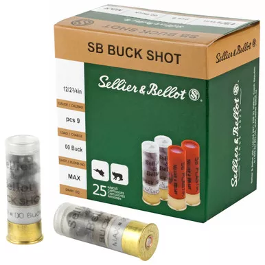 Sellier & Bellot Shotshells 12 Gauge 2-3/4" #00 Buckshot 9 Pellets 1214 fps Box of 25