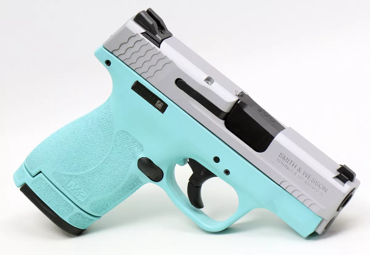 Smith & Wesson M&P 2.0 Shield Robin’s Egg Stainless Edition 9mm Pistol – Hyatt Custom