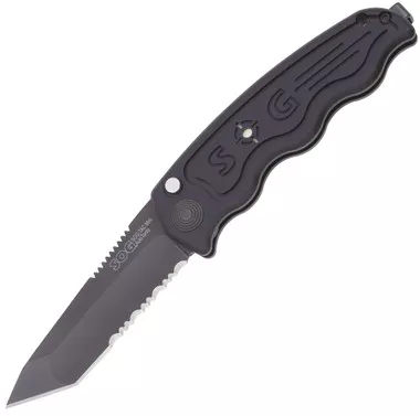 SOG ST-13 Mini AUTOMATIC Knife 3.75" Tanto Serrated/Plain Edge